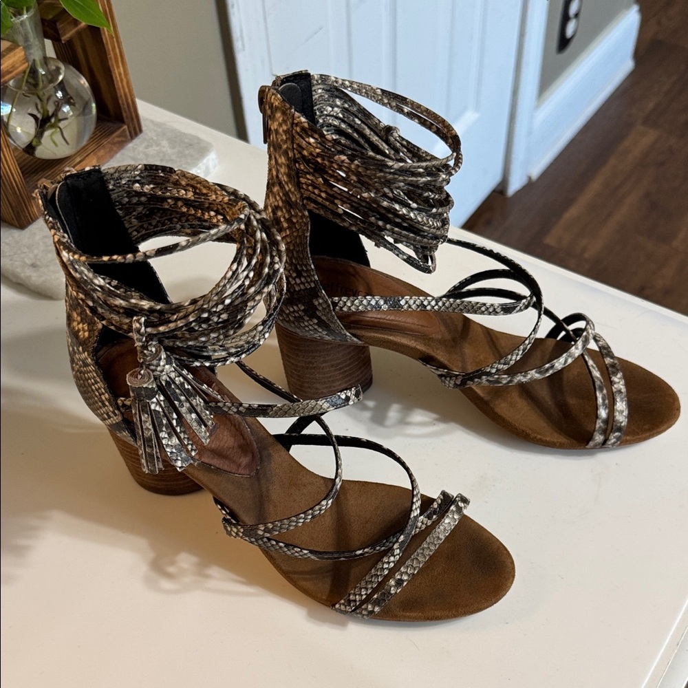 Jeffrey Campbell Snakeskin Brown Strappy Sandals